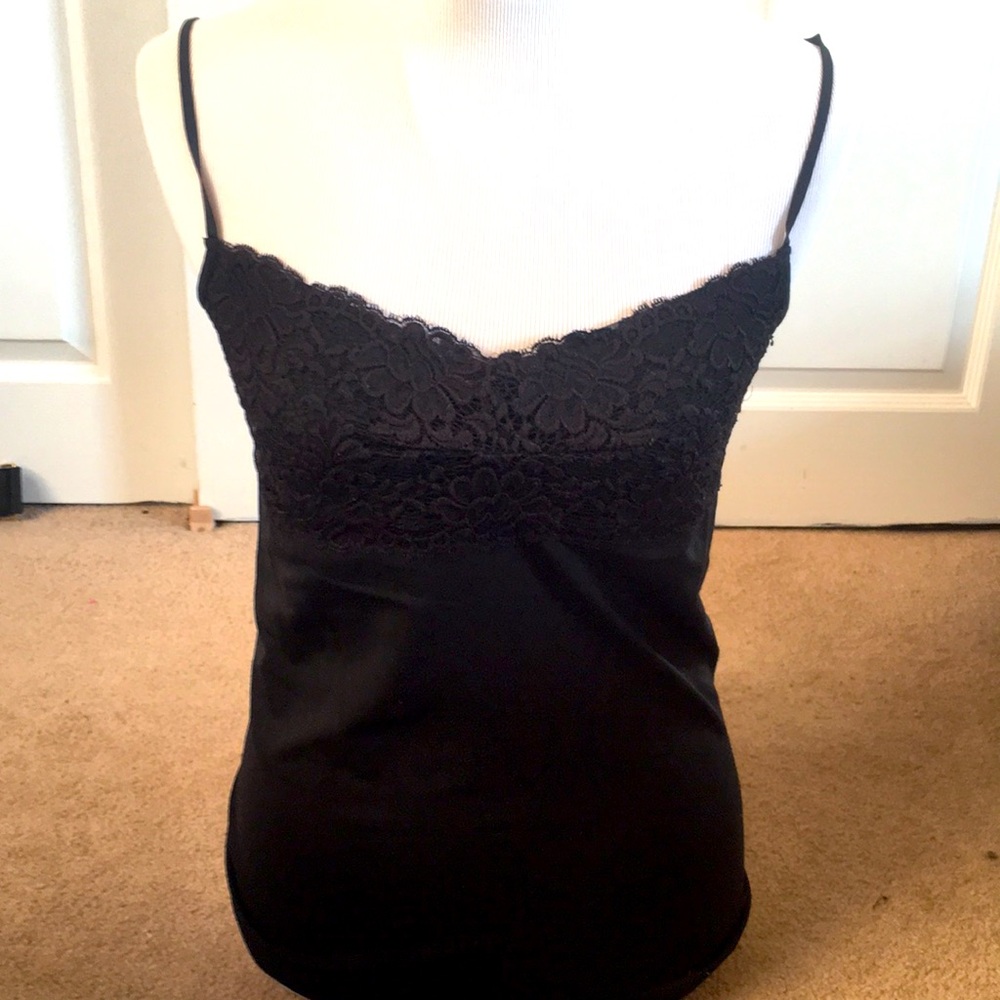 Cute Black Fabric &Lace Bust Tank